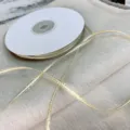 Gold edge ribbon 3mm 6mm decorative ribbon for gift wrapping Christmas crafts and holiday decor - 3mm / 40 Yards / Off White