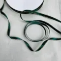 Dark green Christmas ribbon with double-sided gold edge, perfect for gift box wrapping decor. - 6mm / 50 Yards / Christmas Green