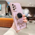 Paarse astronauten telefoonhoesje met vergulde randen, schattig hartontwerp voor Samsung. - Sakura Paars / A12/M12/F12