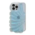 Transparante holografische schelp glitter telefoonhoesje compatibel met iPhone met sterren - iPhone 14 Pro / Glinsterende ster & blauwe schelp