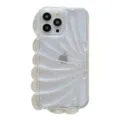 Transparante glinsterende schelp telefoonhoesje met 3D golfdesign en holografische sterren. - iPhone 14 Pro / Glinsterende ster & transparante schelp