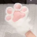 Guanti di zampe di gatto in peluche bianco con cuscinetti rosa per costume cosplay da adulto. - 26cm / Guanti a zampa di gatto bianchi