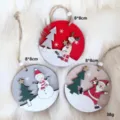 Weihnachtsbaum Holzanhänger rund hängende Dekoration Set für Feiertage Party 8x8cm - Gemischtes 3-Stück-Set / 3 Stück (8x8cm) / Holzfarbe