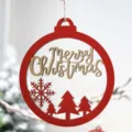 Weihnachten rote Holz Hängeschild DIY minimalistischer Stil Weihnachtsbaum Deko Ornament 15cm neu - M Stil Weihnachten Rot Rund (Goldener Buchstabe) / 1 Stück