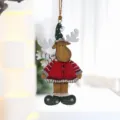 Holz Weihnachts-Rentier-Anhänger im Vintage-Stil festliche Hängedekoration für Baum - Stehende Holzhirsche in Rot (Modell A), 1 Stück