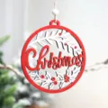 Christmas wooden hanging ornament red cutout tree decor holiday party festive props 12cm - M Style Christmas Red Round (Red Letter) / 1 Piece/Pack