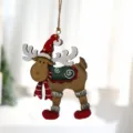 Weihnachtsdeko Holz Rentier Anhänger Retro hängende Dekoration für Hotel Fenster Feiertag - Holzhirsche mit rotem Schal (Modell C), 1 Stück