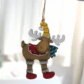 Weihnachten Holz Rentier Hängeornament vintage distressed Hotel Fenster Dekoration - Holzhirsche mit grünem Schal (Modell D), 1 Stück