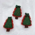 Handgemachte Filz Weihnachtsbaum Ornamente DIY Handwerk für Geschenkbox Blumenstrauß Girlande - Goldfaden Baum / 2 Stück (7x4.5cm) / Grün