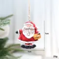 Vintage Harz Weihnachtsmann Hängeornament Variante mit schöner Geschenkbox für Baum. - Alter Mann Gelbes Geschenk / 1 Stück
