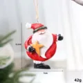 Retro Harz Weihnachtsmann Weihnachtsbaum Hängeornament Feiertagsdekoration 8,2x7cm - Weihnachtsmann mit Stern / 1 Stück