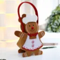Sac cadeau en feutre bonhomme de pain d'épices de Noël jolie décoration de bureau - Bonhomme de Pain d'Epices Français Blanc / Blanc