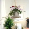 Ornement suspendu pour sapin de noël avec cloche nœud branche de pin déco 10x10cm - Pendentif sapin de Noël doré n° 2