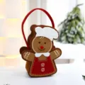 Noël bonhomme de pain d'épices sac en feutre mignon cadeau emballage décoration - Bonhomme de Pain d'Epices Français Rouge / Rouge