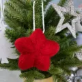 9cm Roter Wollfilz Fuenfzackiger Stern Weihnachtsbaum Anhaenger DIY Basteln Party Deko - Rot