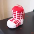 Weihnachten 3D Gestreickte Socken Stiefel Ornament Baum Wohnzimmer Atmosphäre Deko - Weihnachtsstrumpfstiefel / Rot Kariert