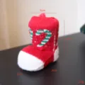 Weihnachten mini gestrickt strumpf ornament rot weiss festliche hängedeko für baum 8cm - Weihnachtsstrumpfstiefel / Roter Stock