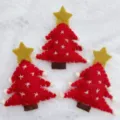 Filz Weihnachtsbaum Dekoration DIY Handwerk rotes Ornament Set Variante Stuck - Schneeflocke Stern Weihnachtsbaum / 2 Stück (11.5x9.5cm) / Rot
