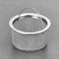 Vue détaillée du panier de passoire d'évier en acier inoxydable, filtre à mailles fines. - Siphon de sol en acier inoxydable