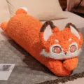 Simpatico cuscino lungo in peluche di gatto riccio, morbido cuscino di animale per dormire bene. - 90cm / Volpe