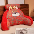 Cuscino da lettura rosso a fiori con braccioli e supporto per la testa molto confortevole - 60x45cm / Drago di Capodanno (Sorridente)