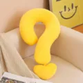 Gelbes Pluesch Kissen in Fragezeichen Form weiches Nackenkissen fuer Sofa und Reisen - Gelb