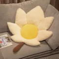 Cuscino fiore in peluche, carino cuscino foglia per divano e salotto decoro, giallo bianco. - 75cm / Bianco avorio