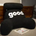 Cuscino da lettura nero in velluto teddy, morbido schienale sagomato con bella ricamo. - 40*60cm / Nero