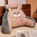 Cuscino da lettura per letto confortevole con viso di cane e grazioso motivo floreale morbido. - 60x45cm / Husky Grigio