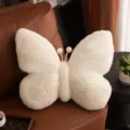 Fluffy white butterfly plush pillow soft stuffed animal cushion for sofa living room decor - White