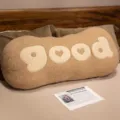 Nordic style brown letter embroidered long plush bolster pillow for sofa and bedroom bed decor. - Brown Teddy Velvet Good