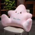 Pink star plush reading pillow backrest cute cartoon bed waist cushion support back 1pc - Peach Pink Star
