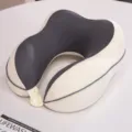 Oreiller de voyage en mousse mémoire avec tissu en soie glacée respirant pour le cou et sommeil. - Gris Foncé et Blanc