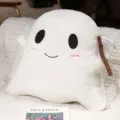 Niedliches weißes Geist Plüschkissen, weiche Kuscheltier Dekoration für Halloween und Sofa. - 30x35cm / Weiß