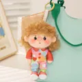 Cute afro girl plush doll keychain, colorful polka dot romper bag pendant, soft toy gift. - Colorful Candy
