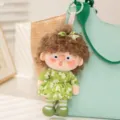 Lindo llavero de muñeca de peluche con rizos, accesorio de bolso con vestido floral. - 15cm 40g / Sennie