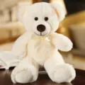 Simpatico orsetto di peluche con fiocco, bambola morbida imbottita per regalo bambini. - Bianco avorio / 30cm