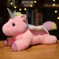 Pink glowing unicorn plush toy variant, cute lying stuffed animal pillow for Valentine gift. - Lying Down / 37 cm / Pink