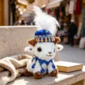 Peluche pecora stile etnico bambola carina con ciondolo cappello blu regalo culturale - Agnello dello Xinjiang con cappello blu / 15cm (Con Cappello 35cm)