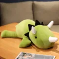Simpatico peluche triceratopo verde dinosauro zavorrato morbido cuscino nanna regalo per ragazze - Piccolo (30cm) / Verde
