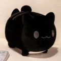 Peluche gatto coda di pesce nero cuscino simpatico bambola di peluche morbida per compagno di letto - 20x25cm / Nero