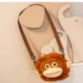 Simpatica borsa a tracolla in peluche marrone, morbida borsa a spalla per bambini piccoli. - 20cm (100g) / Borsa a tracolla gorilla