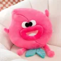 Cute pink big lips fruit monster plush toy pillow, soft quirky stuffed doll gift for kids. - Peach