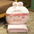 Simpatico cuscino coperta torta coniglio cartone animato 3 in 1 peluche regalo per ragazze. - Cuscino scaldamani 40 x 30 cm (senza coperta) / Cuscino scaldamani coniglio torta con porta coperta
