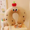 Oreiller de cou en mousse à mémoire de forme pain mignon pour voyage et bureau. - Biscuit à la Pomme