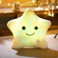 Cojín de felpa de estrella brillante suave tie-dye LED bonito juguete de almohada para niños - 24*22cm / Estrella sonriente amarillo limón