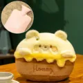 Cute plush honey bear hand warmer pillow, yellow cartoon animal winter warm cushion style. - Cake Bear (Hand Warmer Can Hold Hot Water Bag)