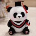 Cute graduation panda plush toy with doctoral cap and gown, soft stuffed animal gift for students. - Red Wheat
