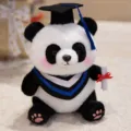 Cute graduation panda plush toy with mortarboard cap and diploma, perfect gift for students. - Blue Wheat
