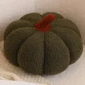 Joli coussin en peluche citrouille doux oreiller rembourré pour canapé salon déco - 20cm / Coussin citrouille vert foncé